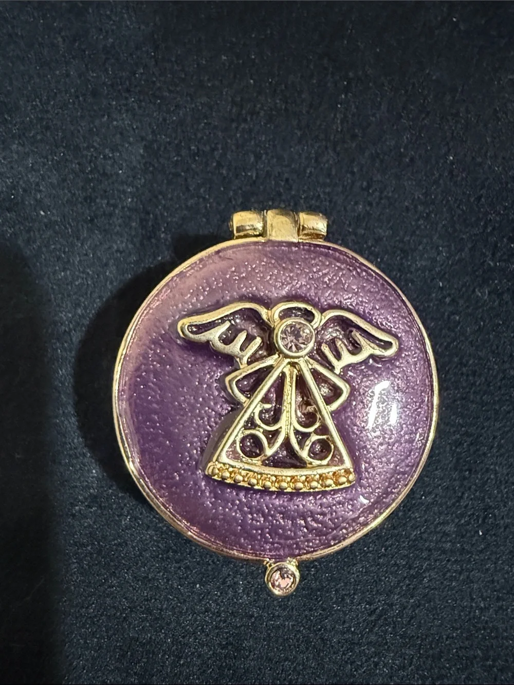 Gold-Tone Purple Enamel Angel locket